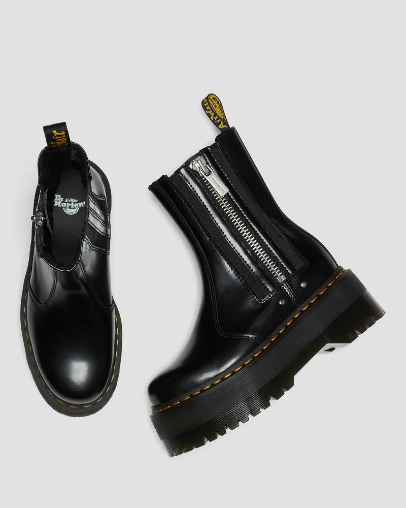 Women's Dr Martens 2976 Max Leather Platform Chelsea Boots Black | AU 111YXF